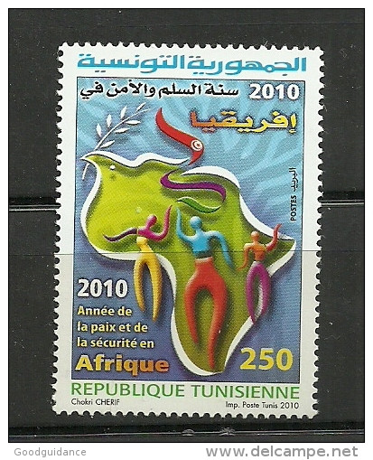 2010-Tunisia- Tunisie-The Year Of Peace & Security In Africa-Année De La Paix Et De La Sécurité En Afrique-1v Complete S - Tunisie (1956-...)