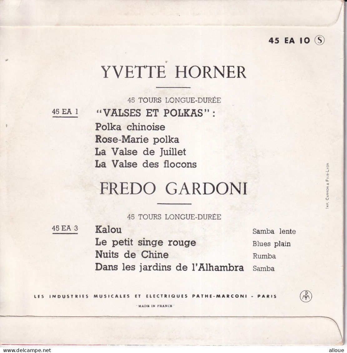 YVETTE HORNER - FR EP - RAPSODIE SUEDOISE + 3 - Altri - Francese