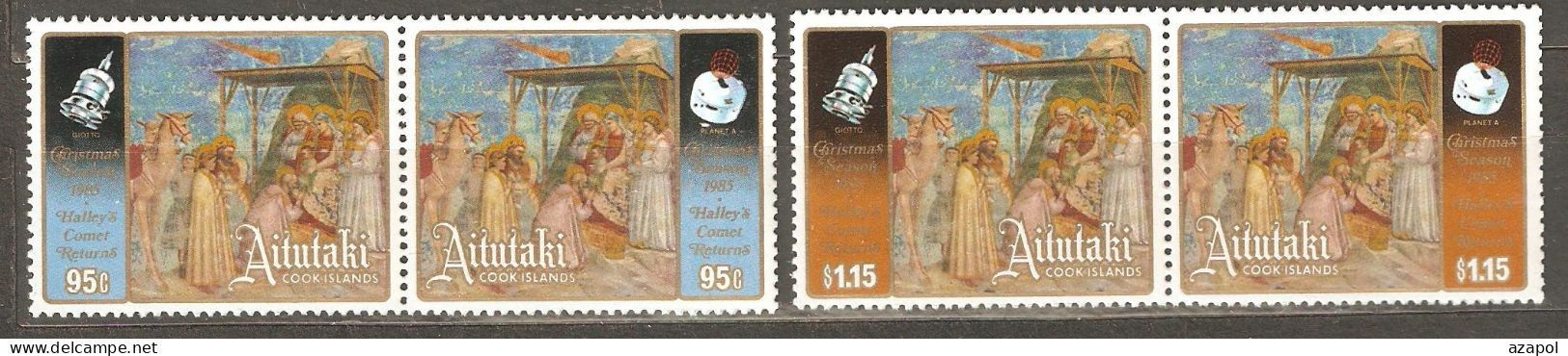 Aitutaki: Full Set Of 4 Mint Stamps, Christmas - Halley's Comet, 1985, Mi#570-3, MNH. - Aitutaki