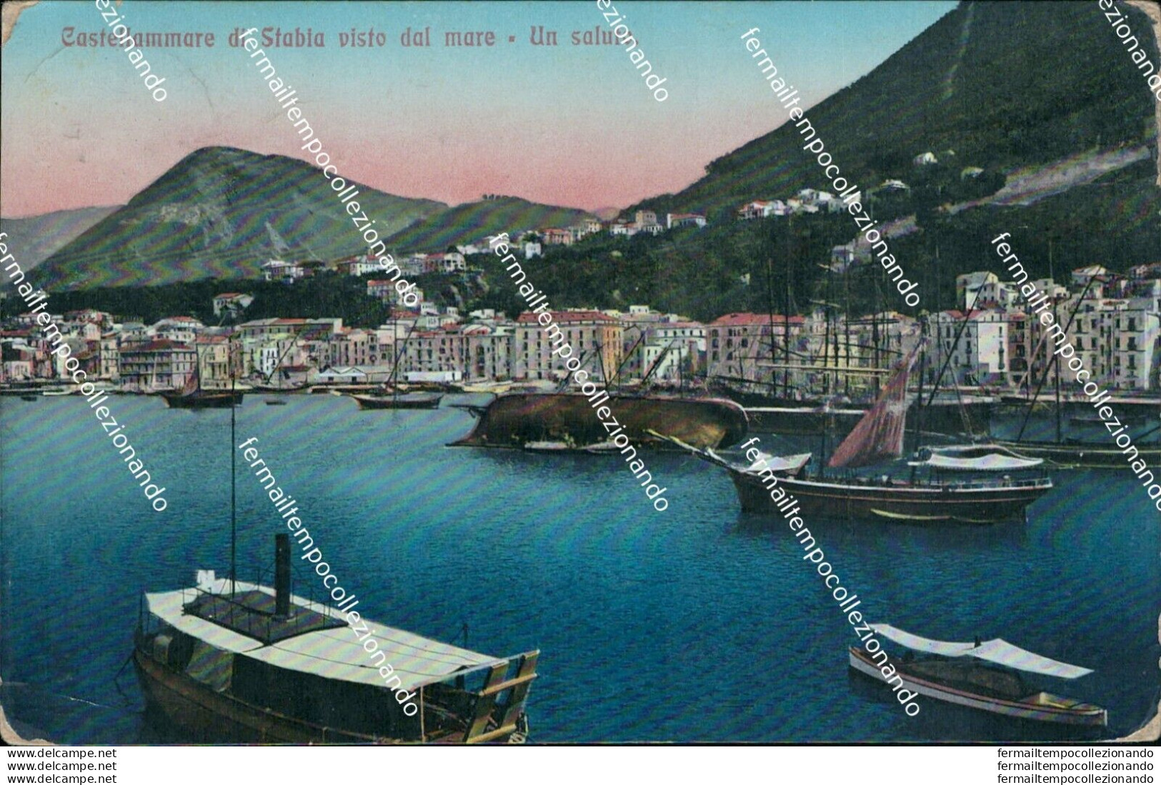 Bf393 Cartolina Castellammare Di Stabia Visto Dal Mare Un Saluto Napoli - Napoli (Neapel)