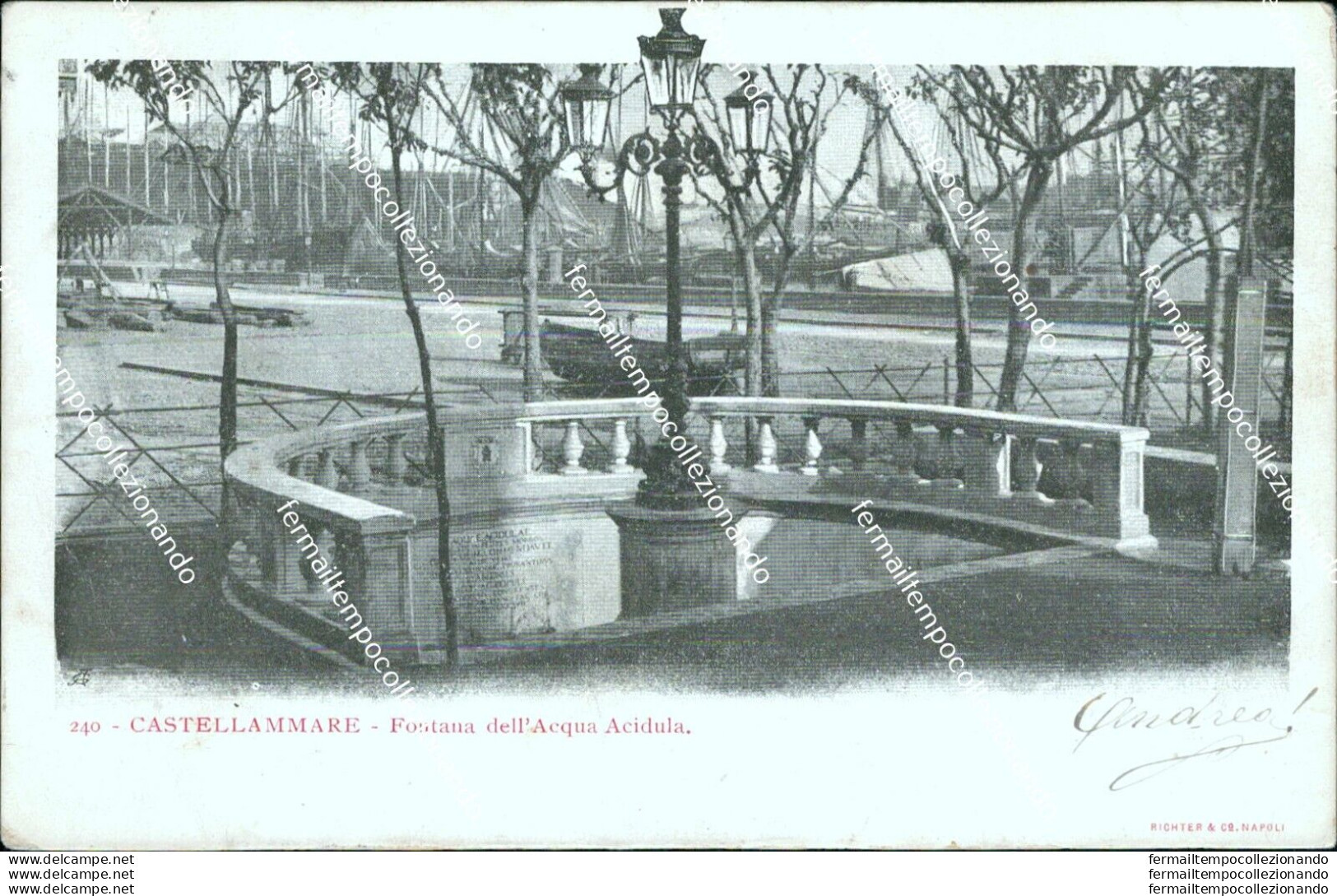 Bf392 Cartolina Castellammare Di Stabia Fontana Dell'acqua Acidula Napoli 1902 - Napoli (Naples)