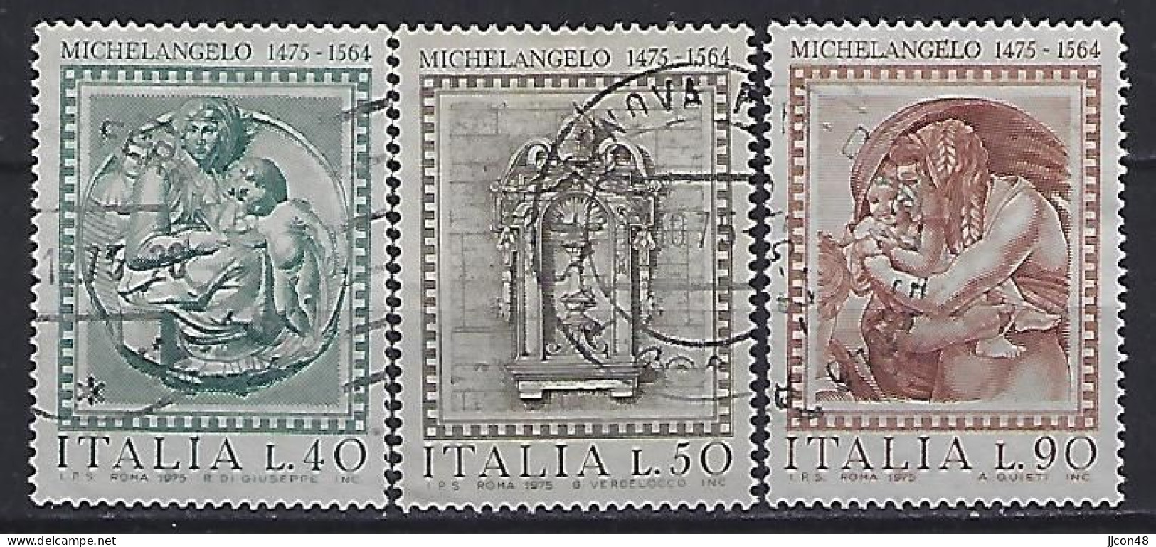 Italy 1975  Michelangelo Buonarroti  (o) Mi.1483-1485 - 1971-80: Used