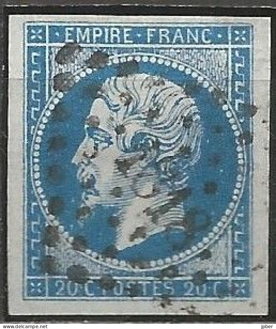 France - LYON - Losange De Points Petits Chiffres 1818 (LYON) Sur Timbre N°14A - 1853-1860 Napoléon III.