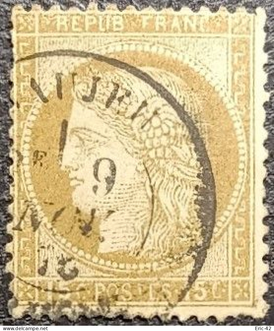 FRANCE Y&T N°59 Cérès 15c Bistre. Cachet De Beaujeu - 1871-1875 Ceres