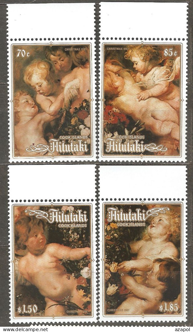 Aitutaki: Full Set Of 4 Mint Stamps, Christmas - Painting By Rubens, 1987, Mi#623-6, MNH. - Aitutaki