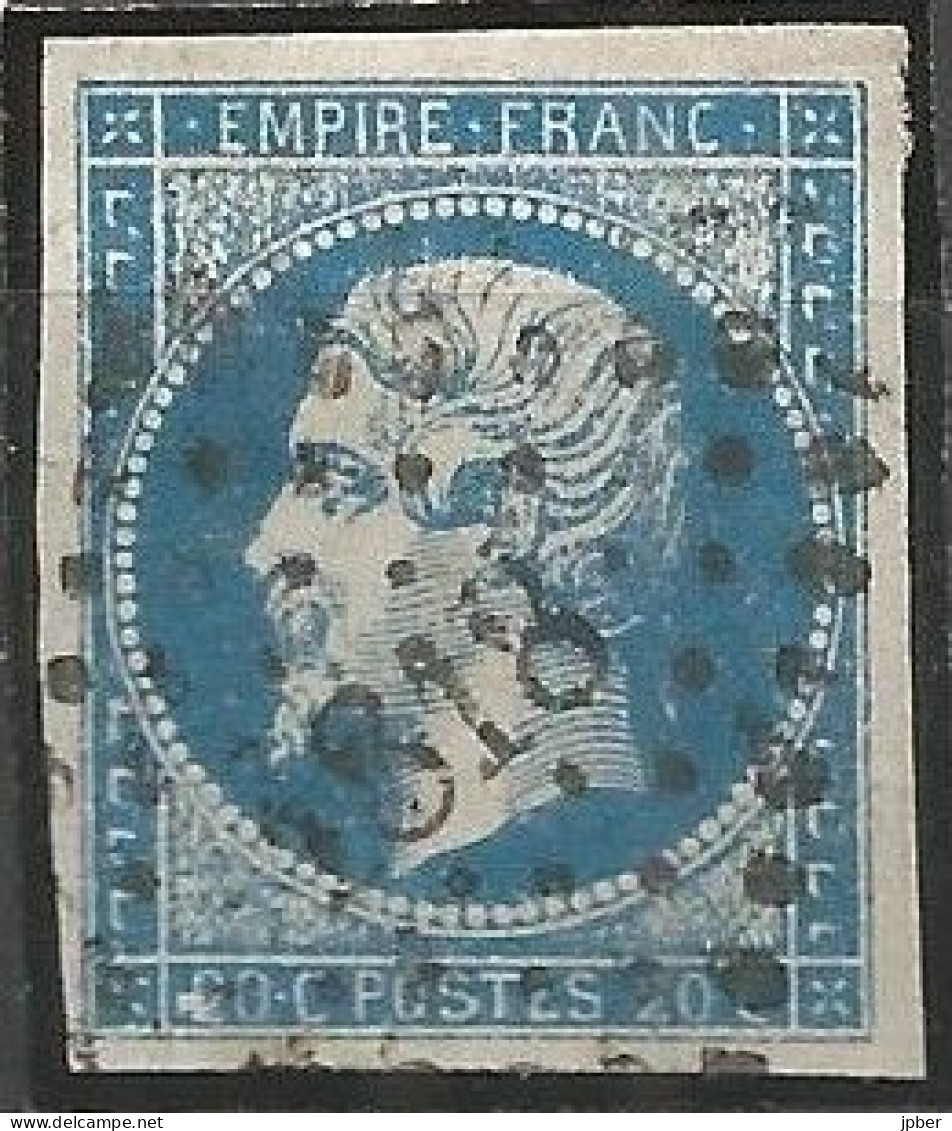France - LYON - Losange De Points Petits Chiffres 1818 (LYON) Sur Timbre N°14A - 1853-1860 Napoléon III
