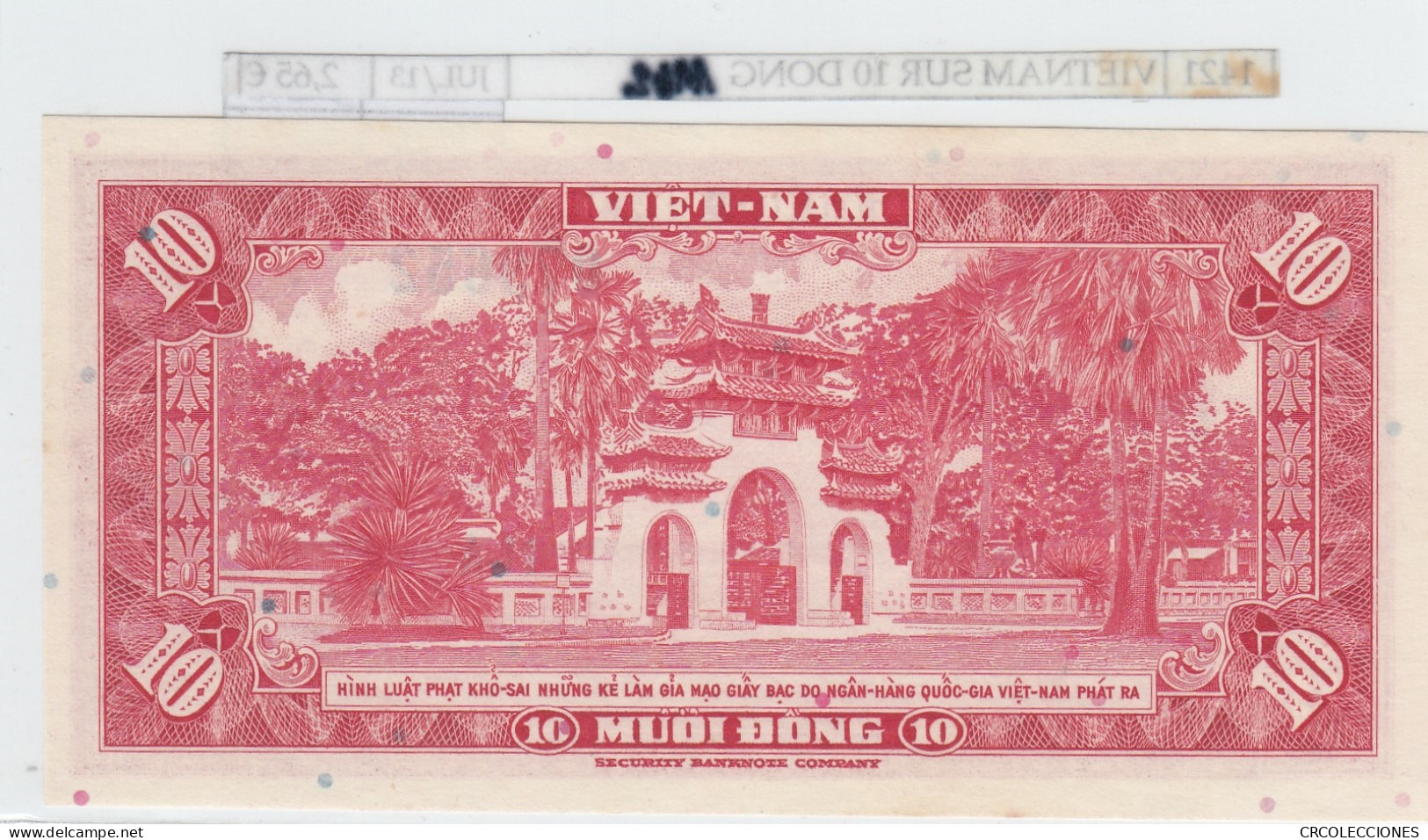 BILLETE VIETNAM SUR 10 DONG 1962 P-5a  - Andere - Azië