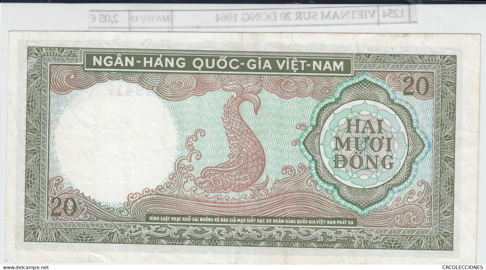 BILLETE VIETNAM SUR 20 DONG 1964 P-16a  - Sonstige – Asien