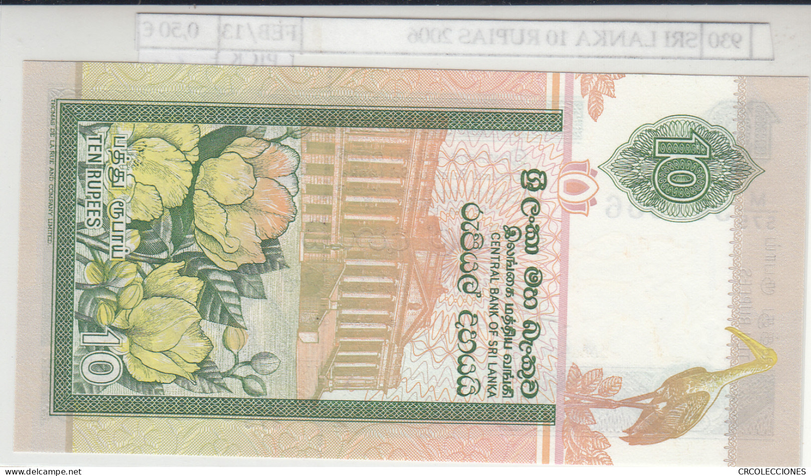 BILLETE SRI LANKA 10 RUPIAS 2006 P-108f - Andere - Azië