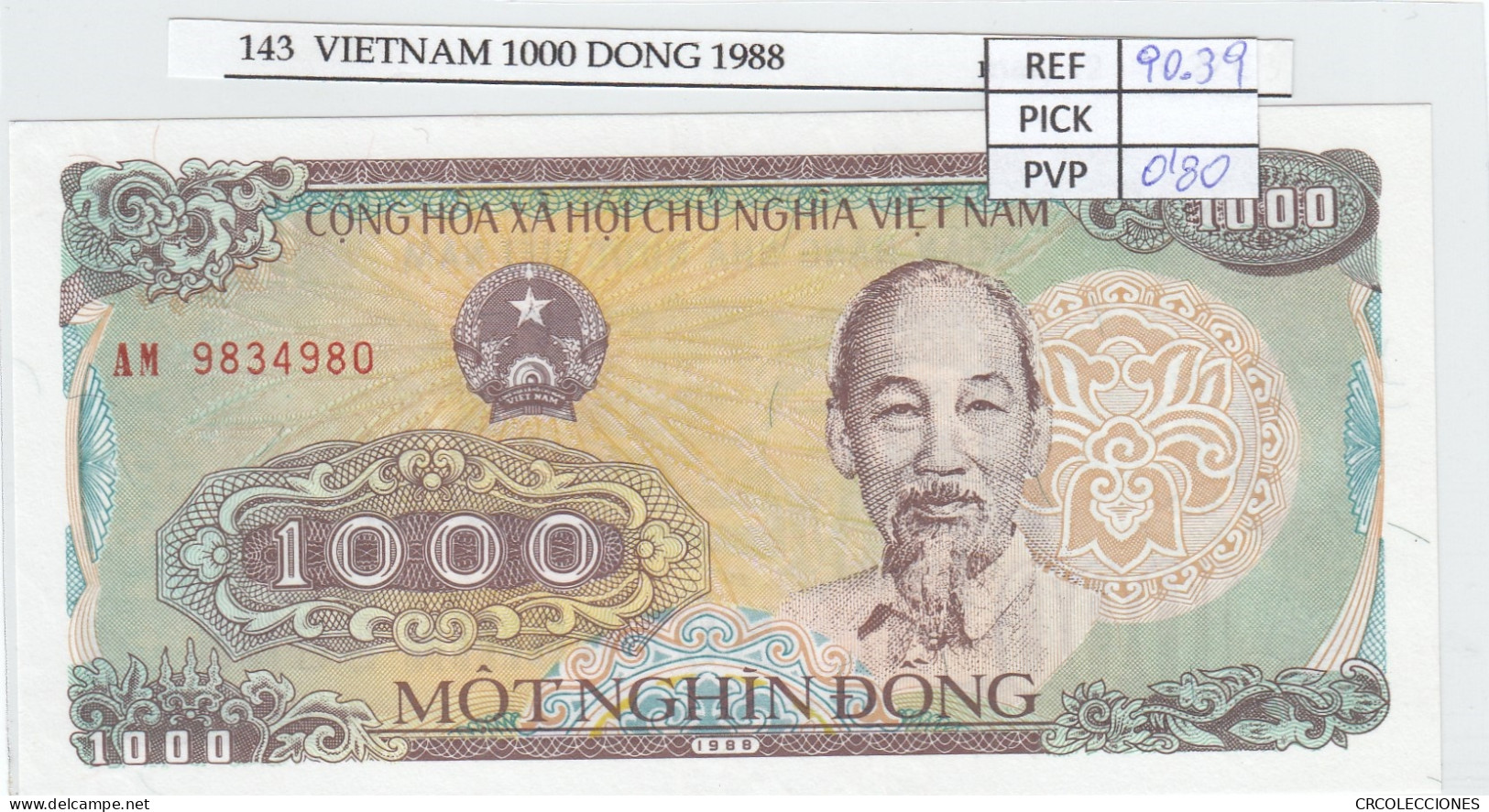 BILLETE VIETNAM 1.000 DONG 1988 P-106a - Autres - Asie