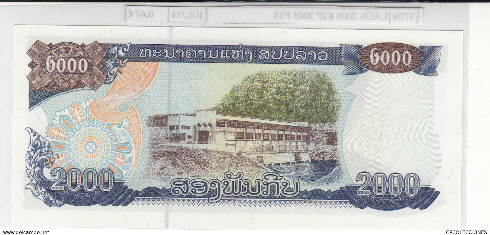 BILLETE LAOS 2.000 KIPS 2003 P-33b  - Sonstige – Asien