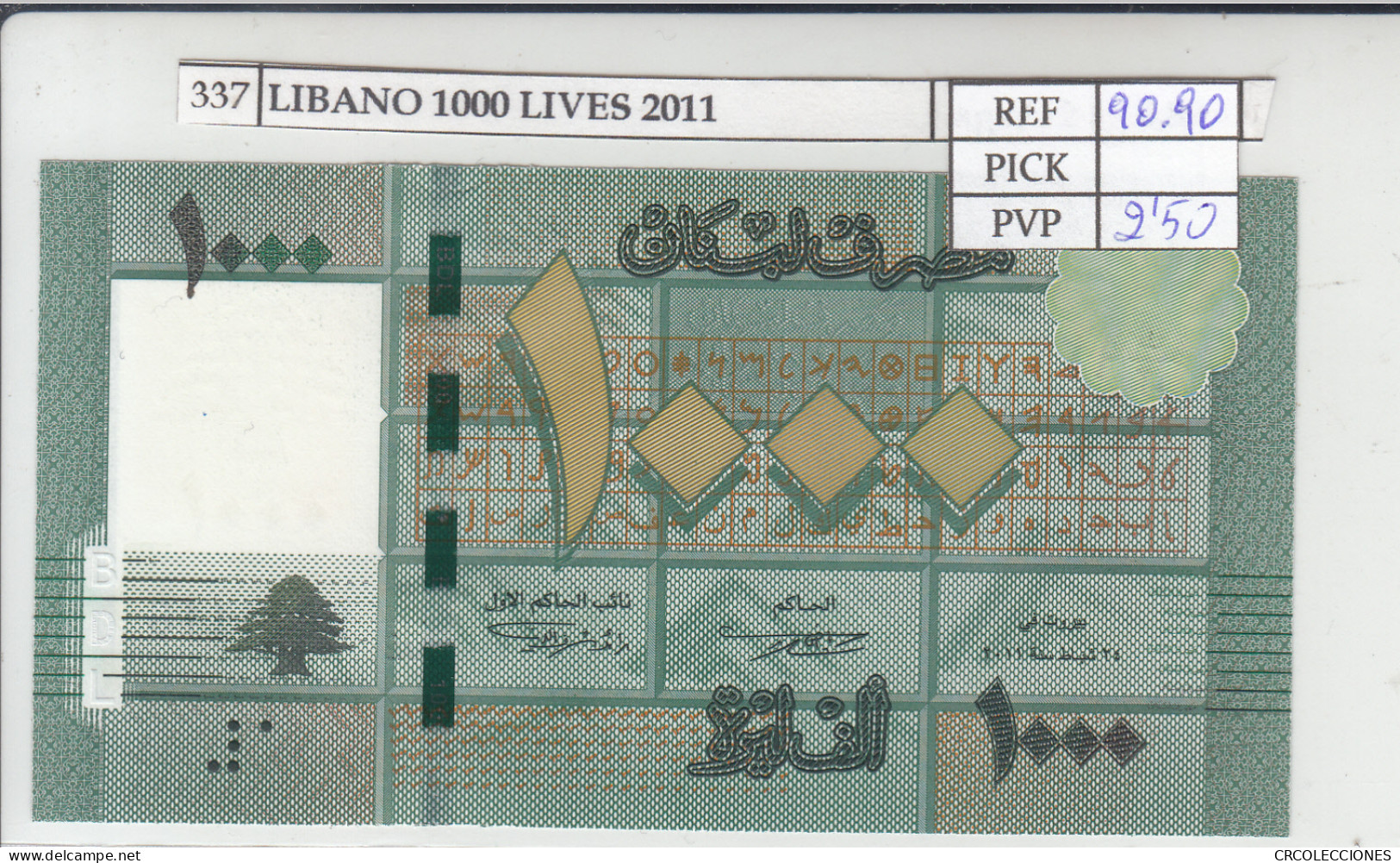 BILLETE LIBANO 1.000 LIBRAS 2011 P-90a - Other - Asia