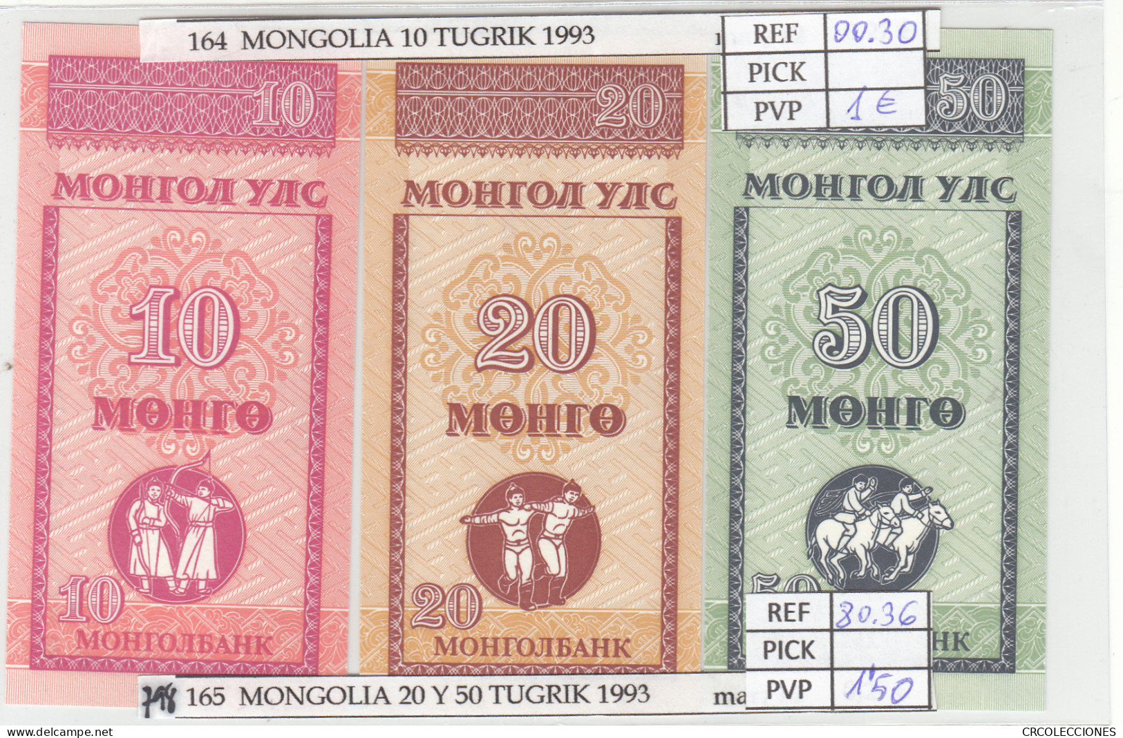 BILLETE MONGOLIA 10 TUGRIK 1993 P-49 - Sonstige – Asien