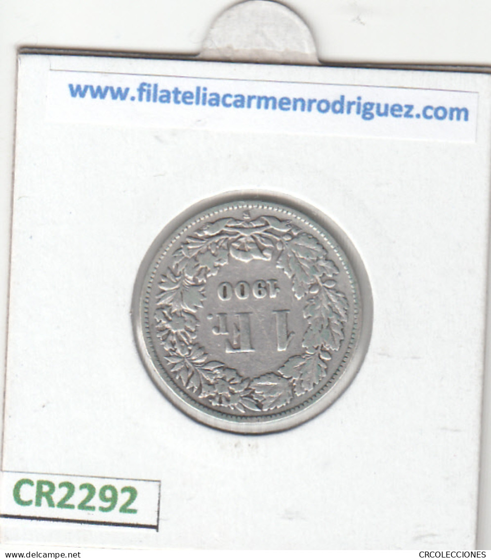 CR2292 MONEDA SUIZA 1 FRANCO 1900 PLATA MBC- - Andere - Europa