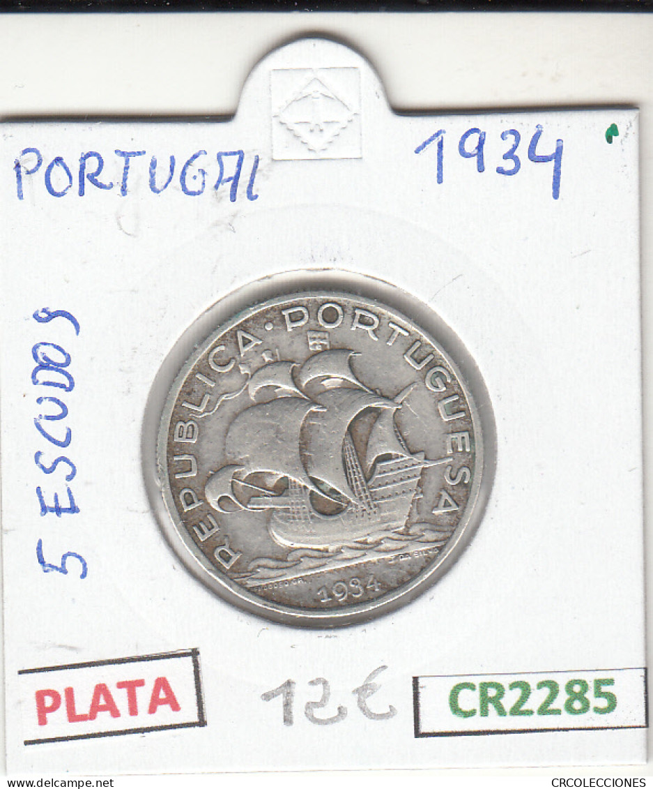 CR2285 MONEDA PORTUGAL 5 ESCUDOS 19634 PLATA MBC  - Andere - Europa