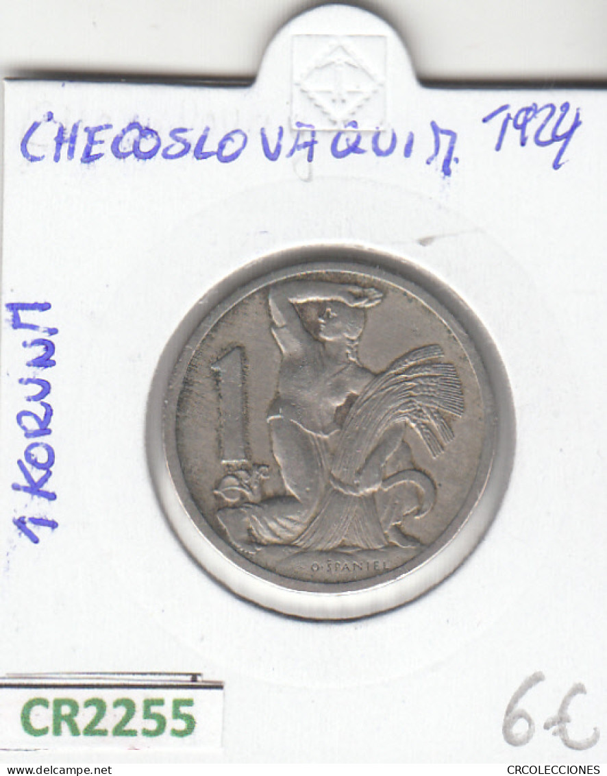 CR2255 MONEDA CHECSLOVAQUIA 1 KORUN 1924 BC - Otros – Europa