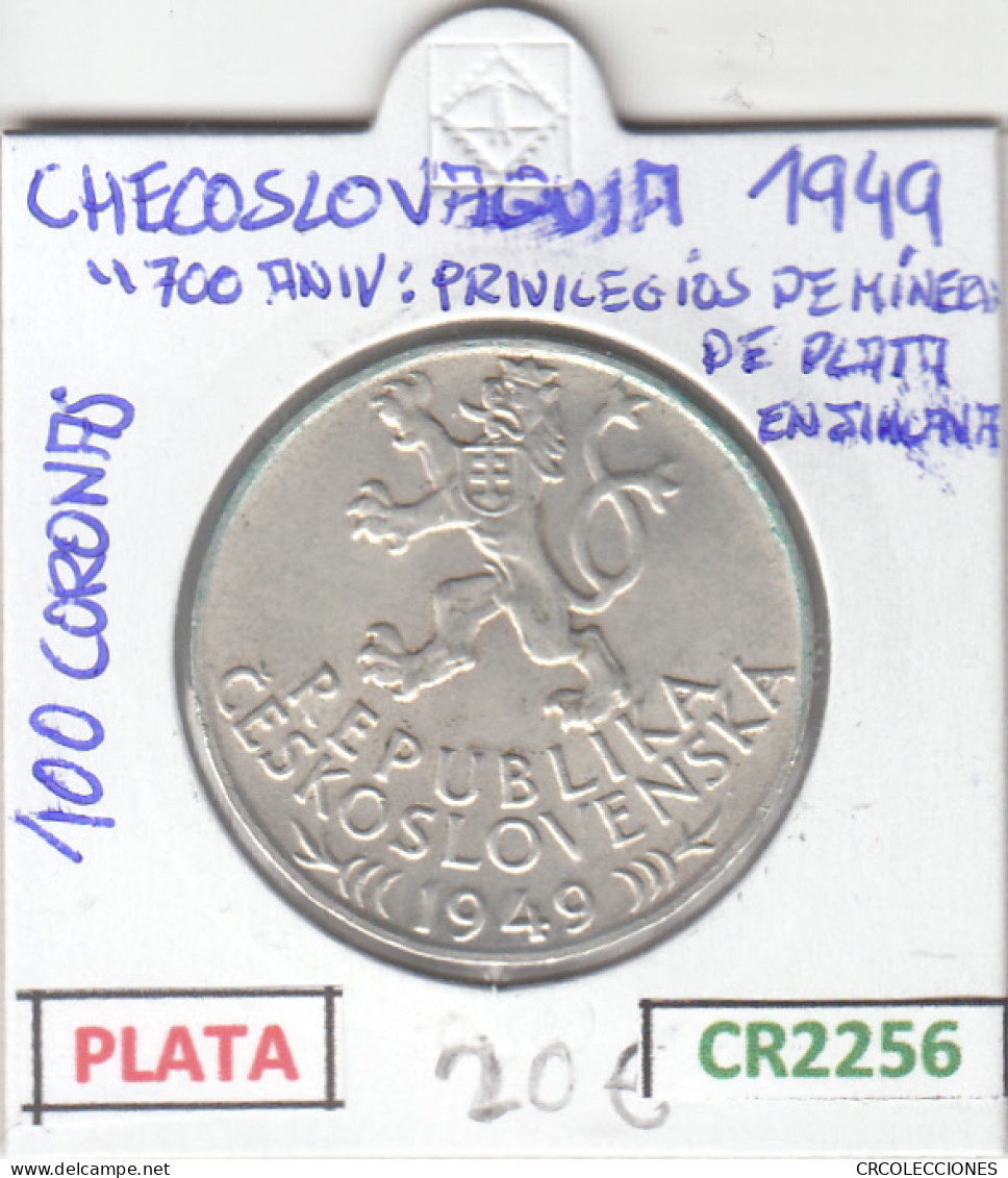 CR2256 MONEDA CHECSLOVAQUIA 100 CORONAS 1949 PLATA EBC - Autres – Europe