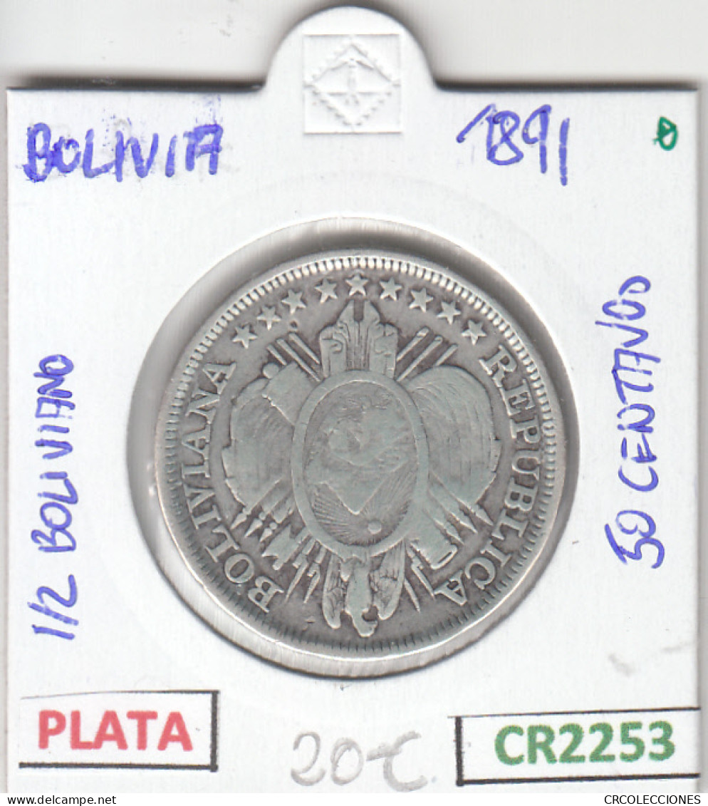 CR2253 MONEDA BOLIVIA 1/2 BOLIVIANO 1891 PLATA BC - Sonstige – Amerika