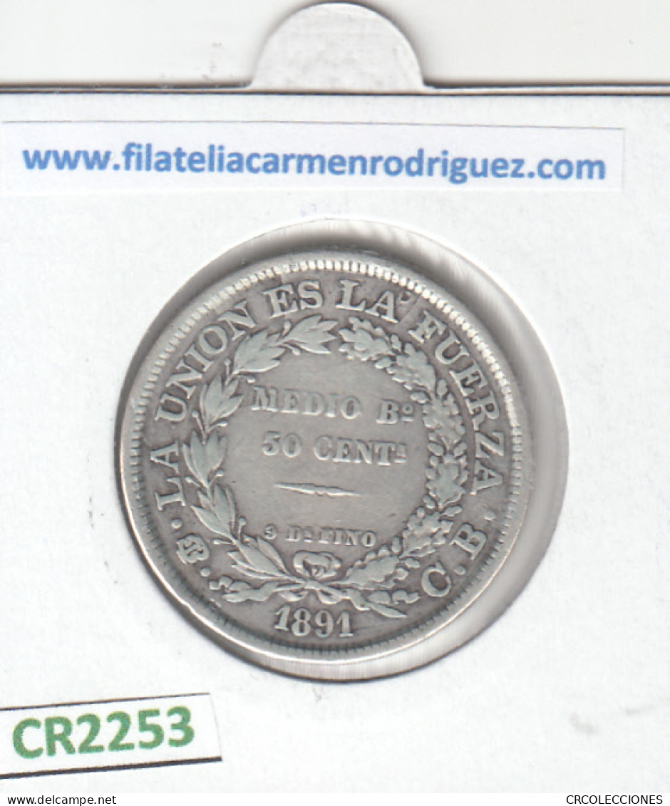 CR2253 MONEDA BOLIVIA 1/2 BOLIVIANO 1891 PLATA BC - Autres – Amérique