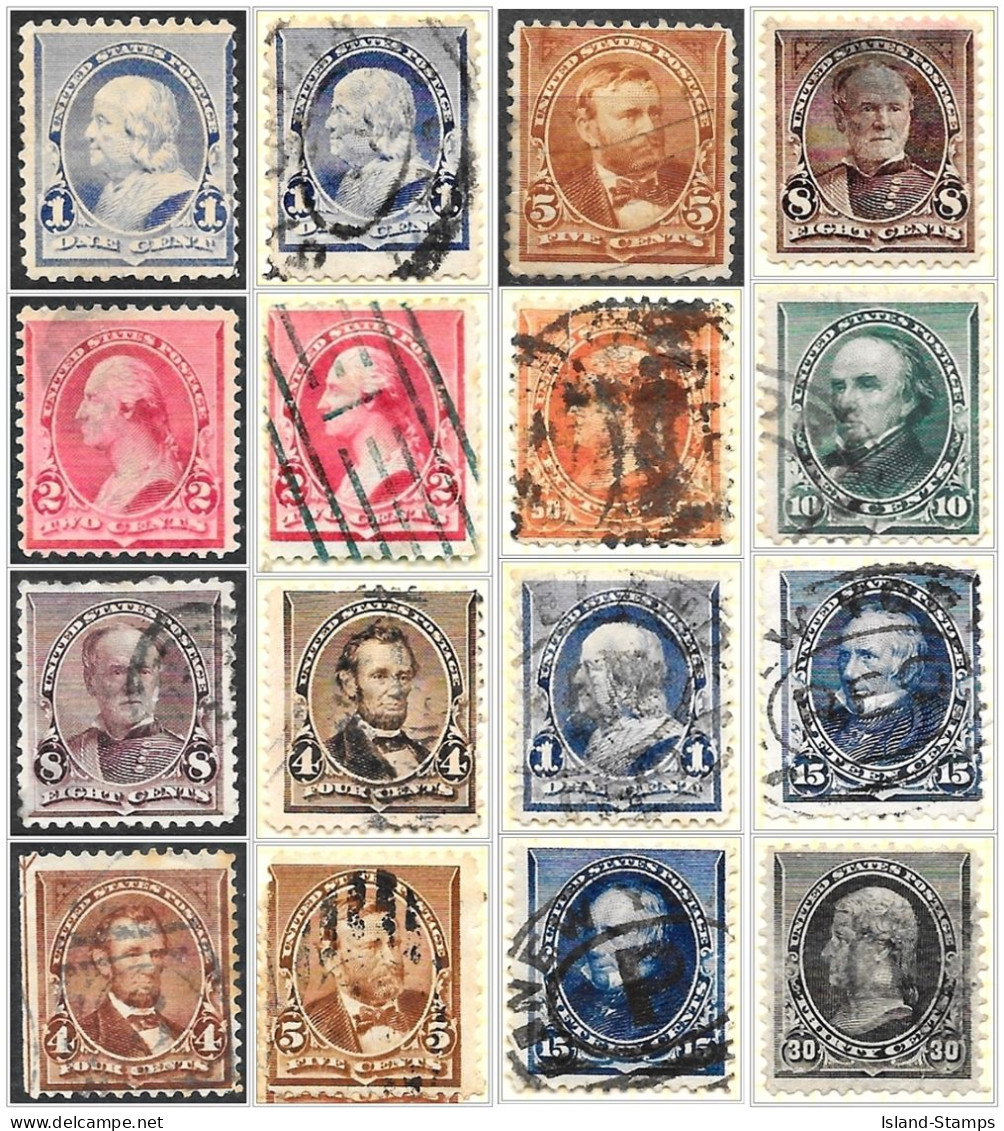 USA 16 Stamps: 1890 Used V1 - Gebruikt