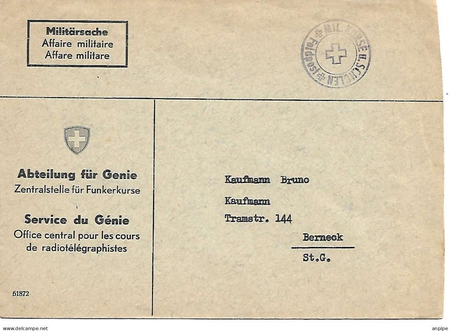 SUIZA. CORREO MILTAR - Cartas & Documentos