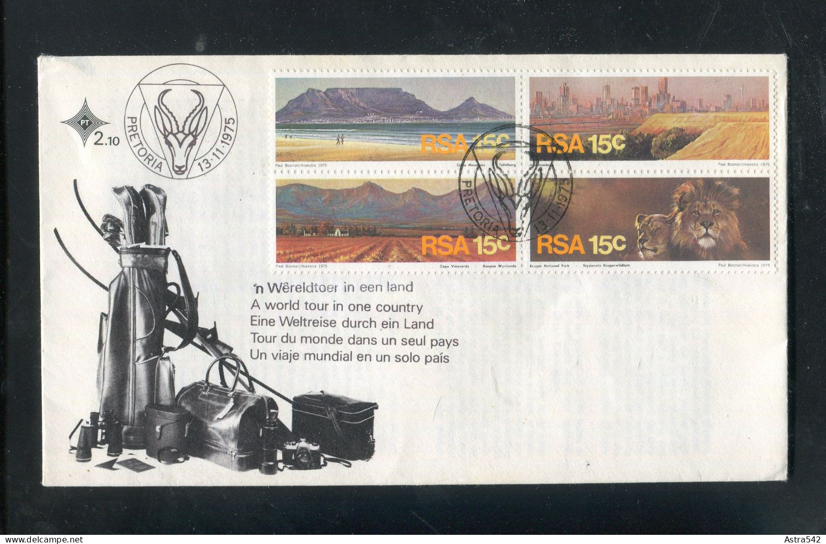 "SUEDAFRIKA" 1975, Mi. 484-487 "Tourismus" FDC (A2024) - FDC