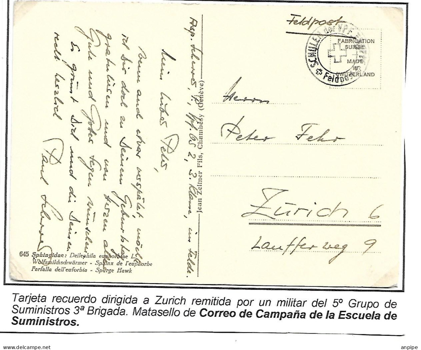 SUIZA. CORREO MILTAR - Documenten