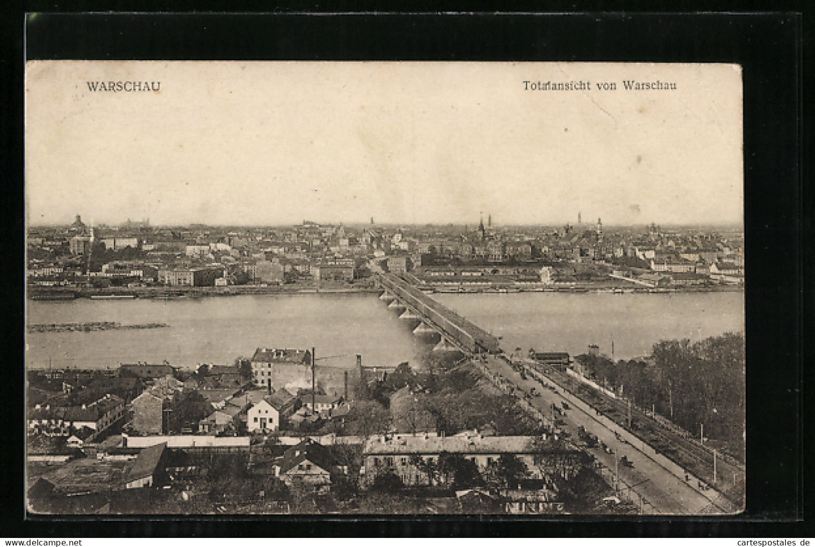 AK Warschau, Stadtansicht Mit Flusspartie Und Brücke  - Poland