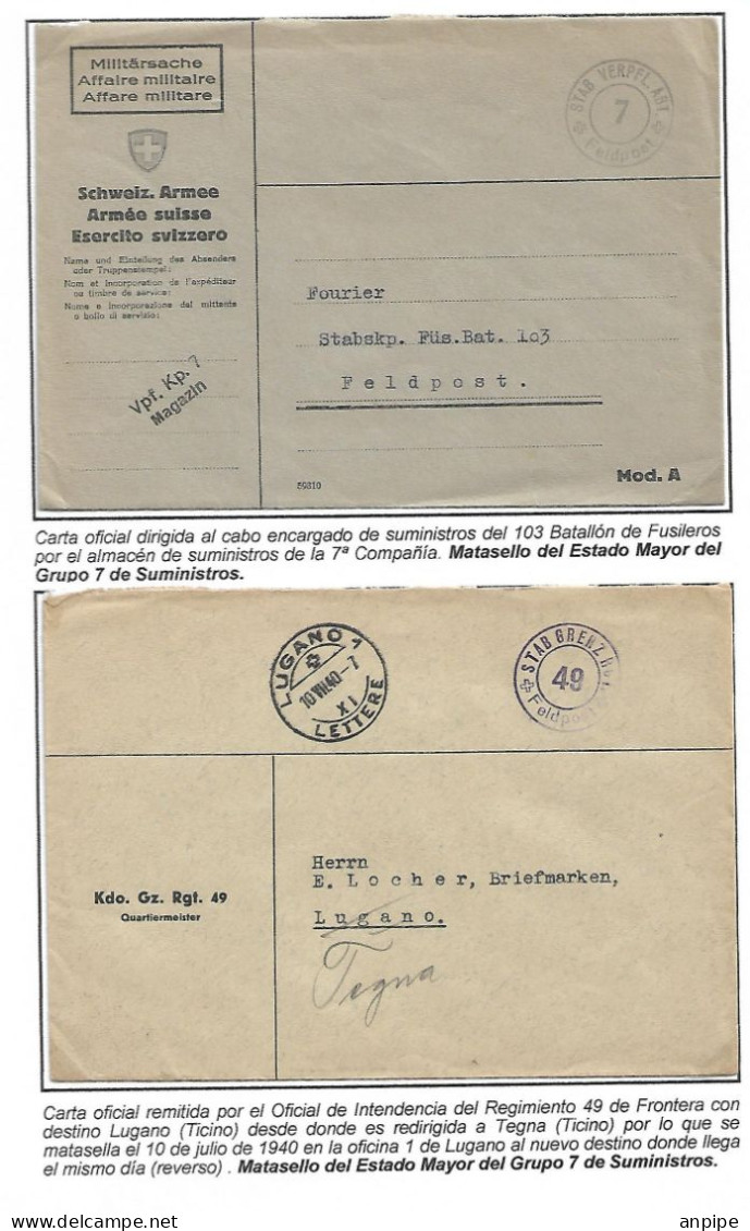 SUIZA. CORREO MILTAR - Documenten