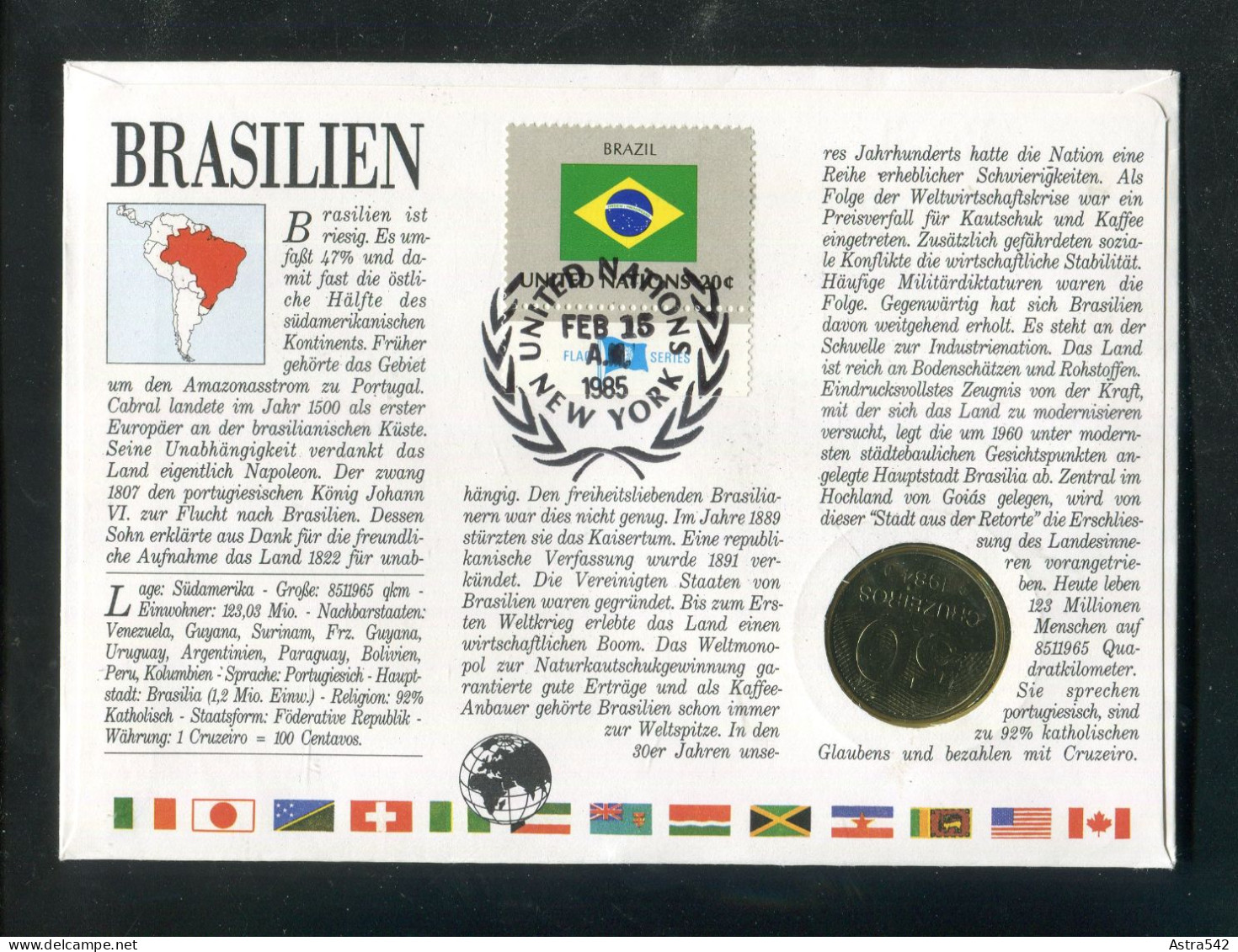 "BRASILIEN" 1985, Numisbrief (A2028) - Cartas & Documentos