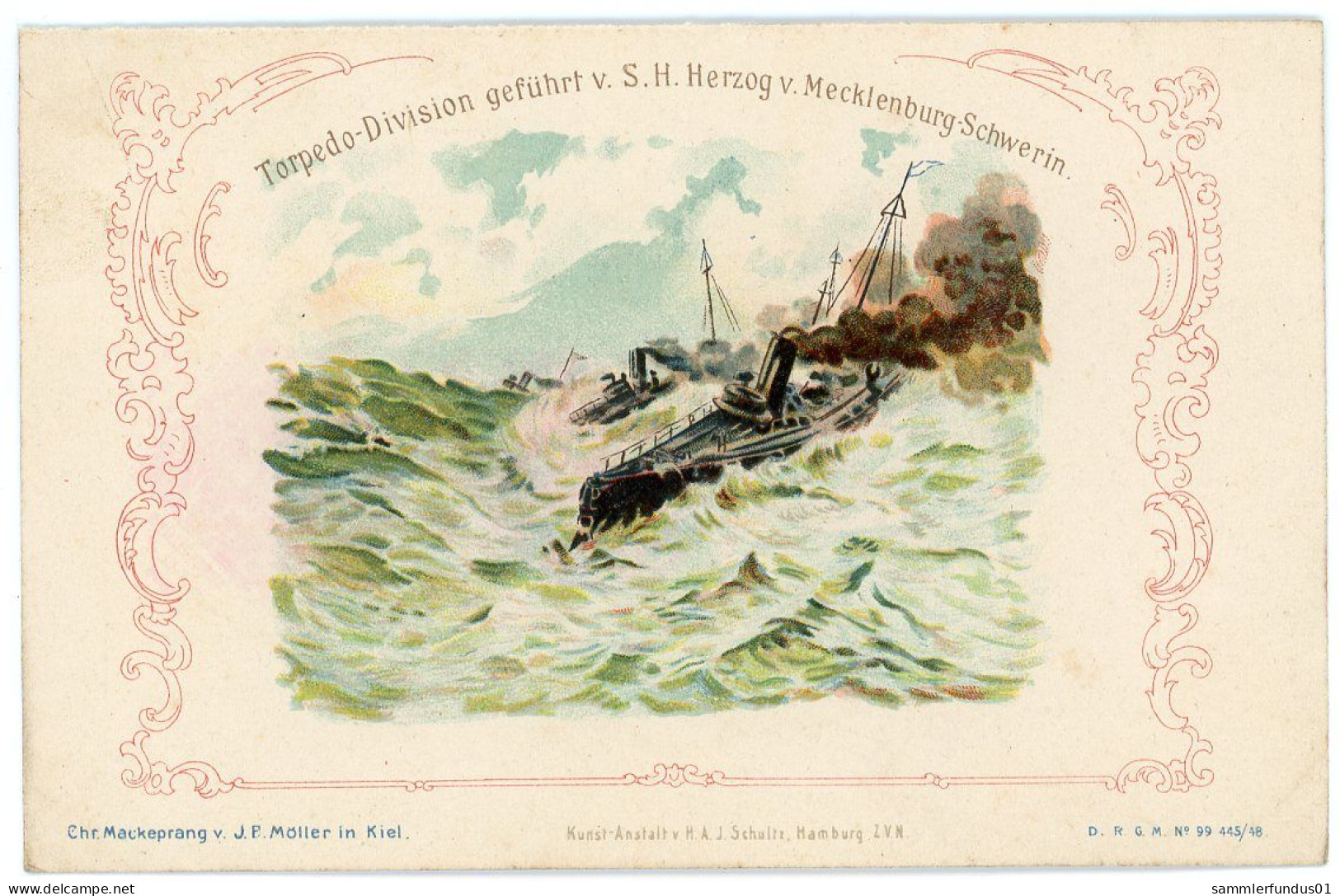 AK/CP Litho  SMS  Torpedoboot  Torpedo - Division    Ungel/uncirc. 1900    Erhaltung/Cond. 2  Nr.1759 - Guerre