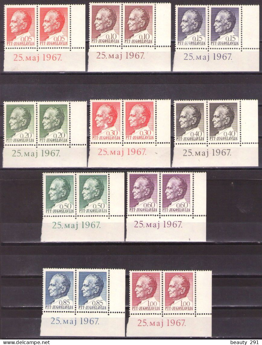 Yugoslavia 1967 - Tito 75th Birthday - Mi 1206-1215 - MNH**VF - Unused Stamps