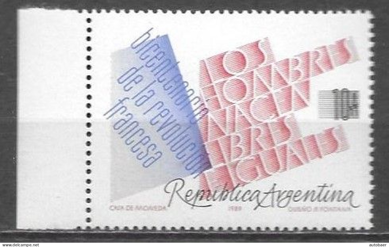 Argentina 1989 Revolucion Francesa French Revolution Philexfrance Mi. 1977 MNH Postfrisch Neuf ** - Ungebraucht