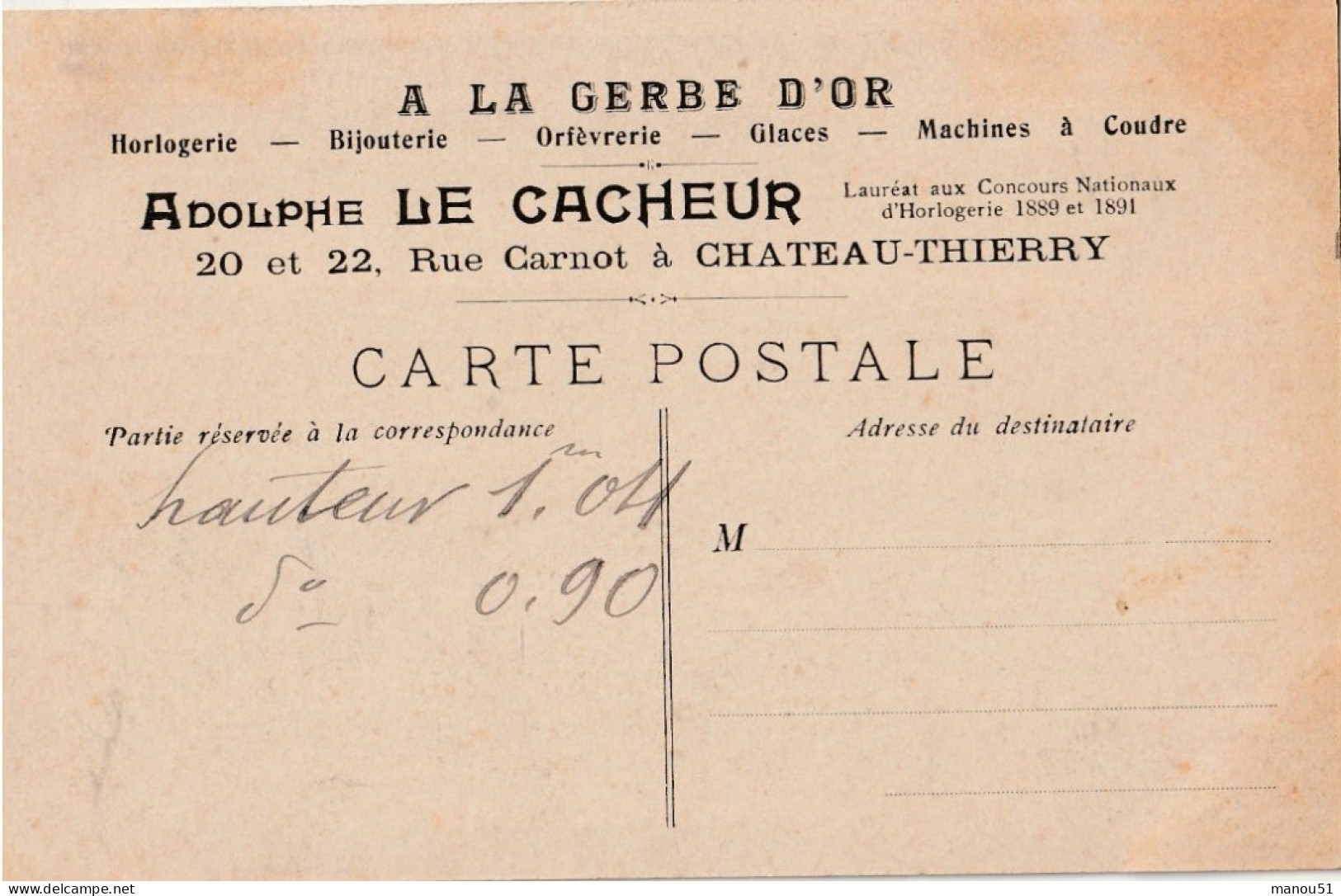 CHATEAU THIERRY  CPA Publicitaire De La Bijouterie Adolphe Le Cacheur - Chateau Thierry