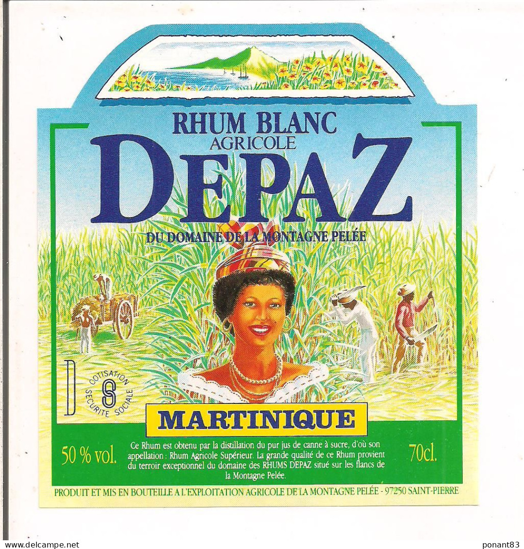 Etiquette Rhum Blanc Agricole DEPAZ Du Domaine De La Montagne Pelée - 50% 70cl - MARTINIQUE - - Rhum