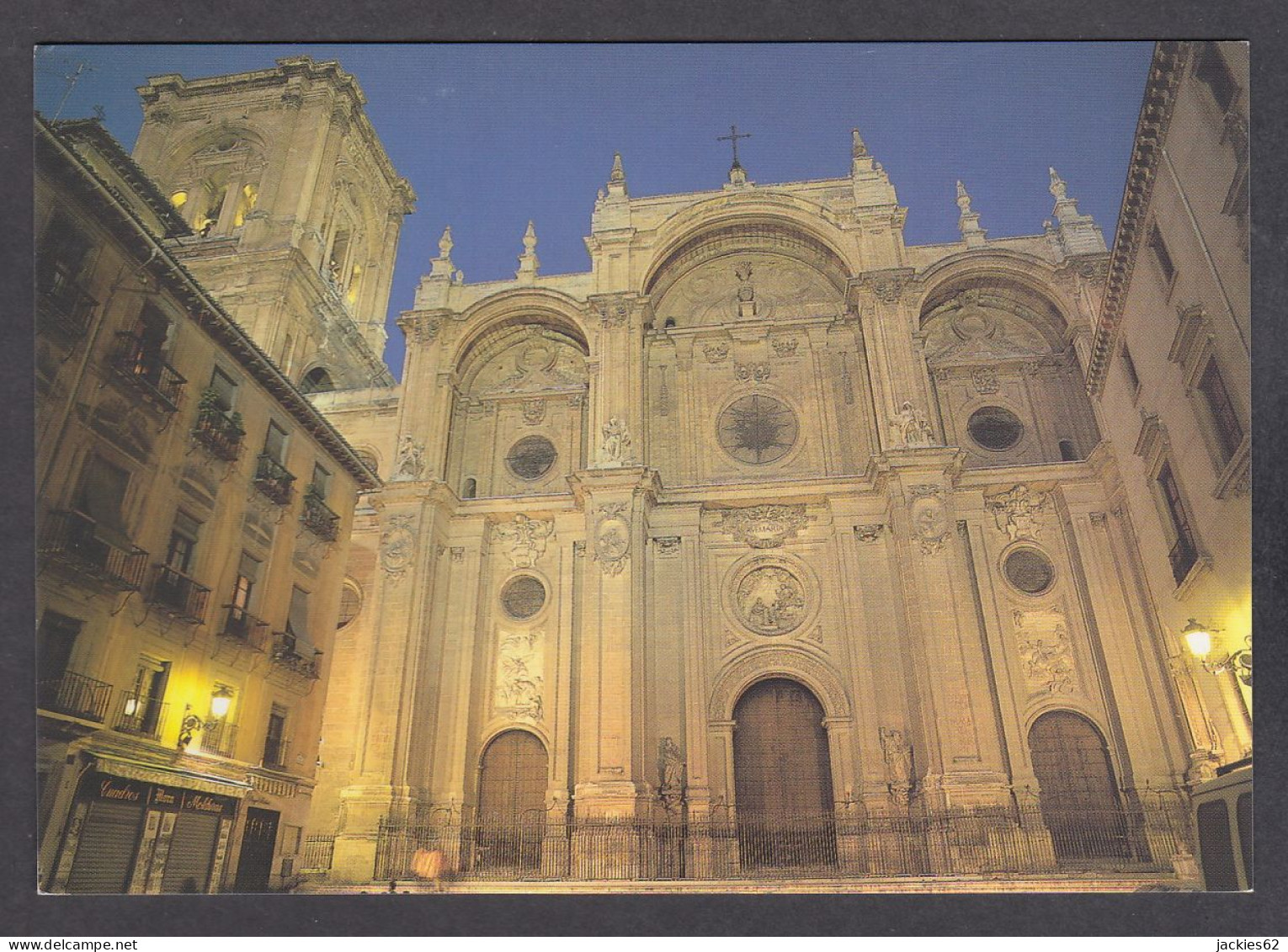 108144/ GRANADA, Catedral, Fachada Principal, Plaza De Pasiegas, Illuminación Nocturna - Granada