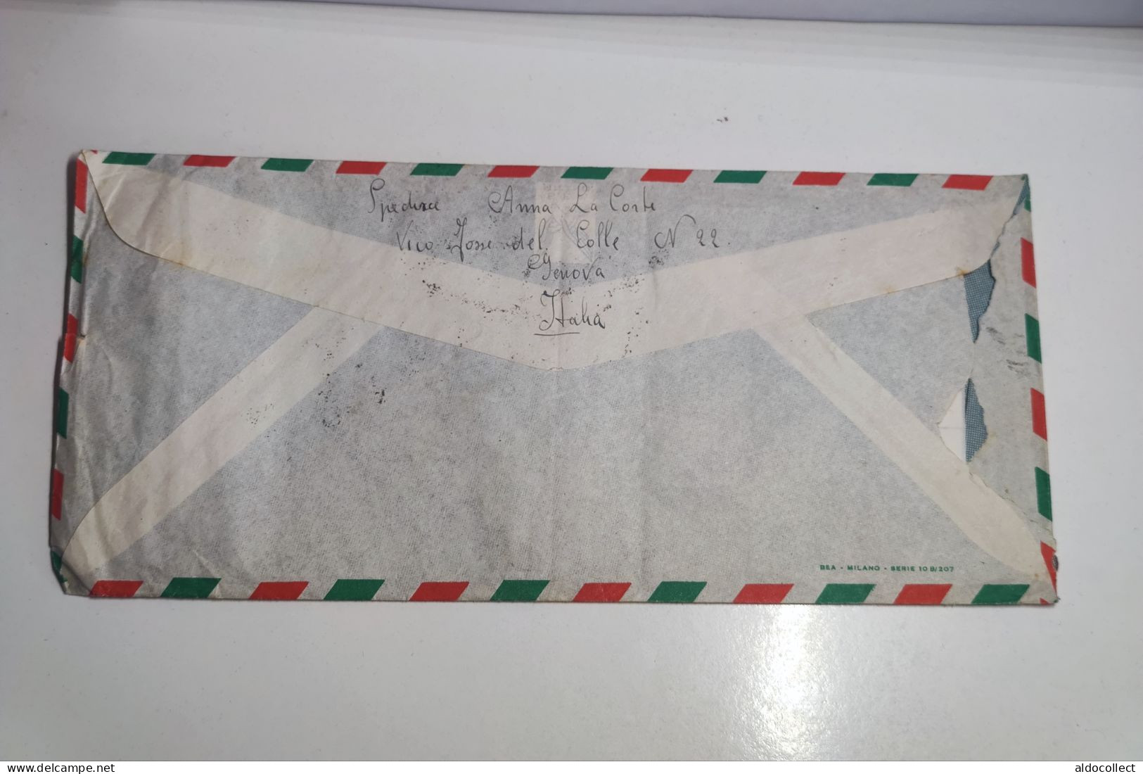 Lettera Via Aerea Da Genova Per Colombo Ceylon Del 1954 - Correo Aéreo