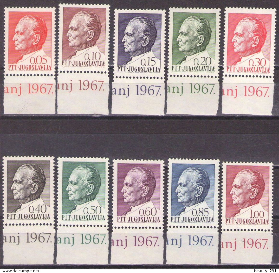 Yugoslavia 1967 - Tito 75th Birthday - Mi 1206-1215 - MNH**VF - Unused Stamps
