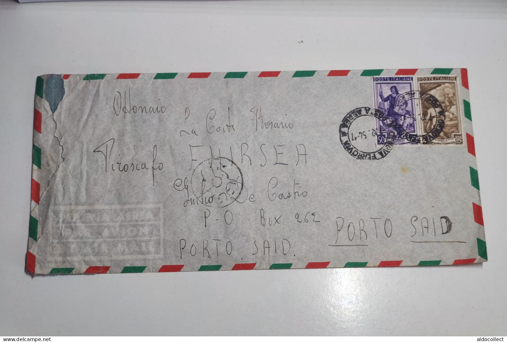 Lettera Via Aerea Da Genova Per Porto Said Egitto Del 1954 - Correo Aéreo