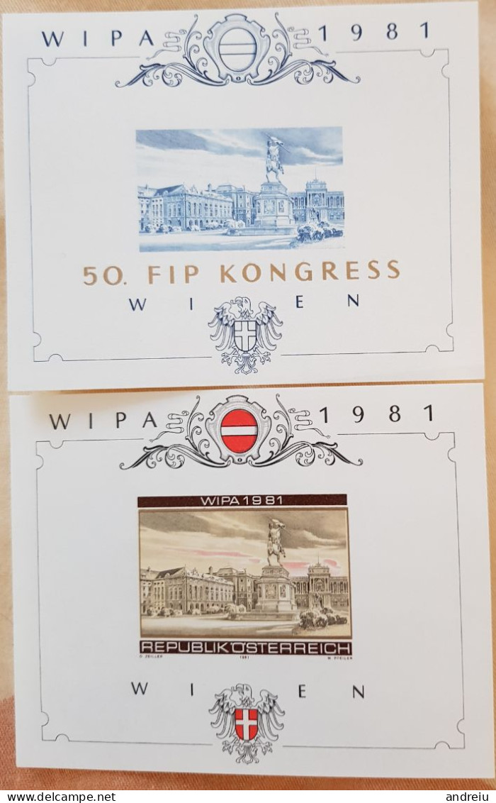 1981 Austria Österreich - 2 Imperf Souvenir Sheets International Stamp Exhibition WIPA Mi Block 5 MNH - Expositions Philatéliques