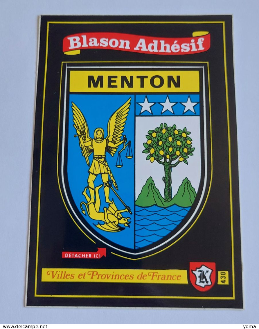 Blason De Menton Adhésif Sur Carte Postale Neuve - Menton