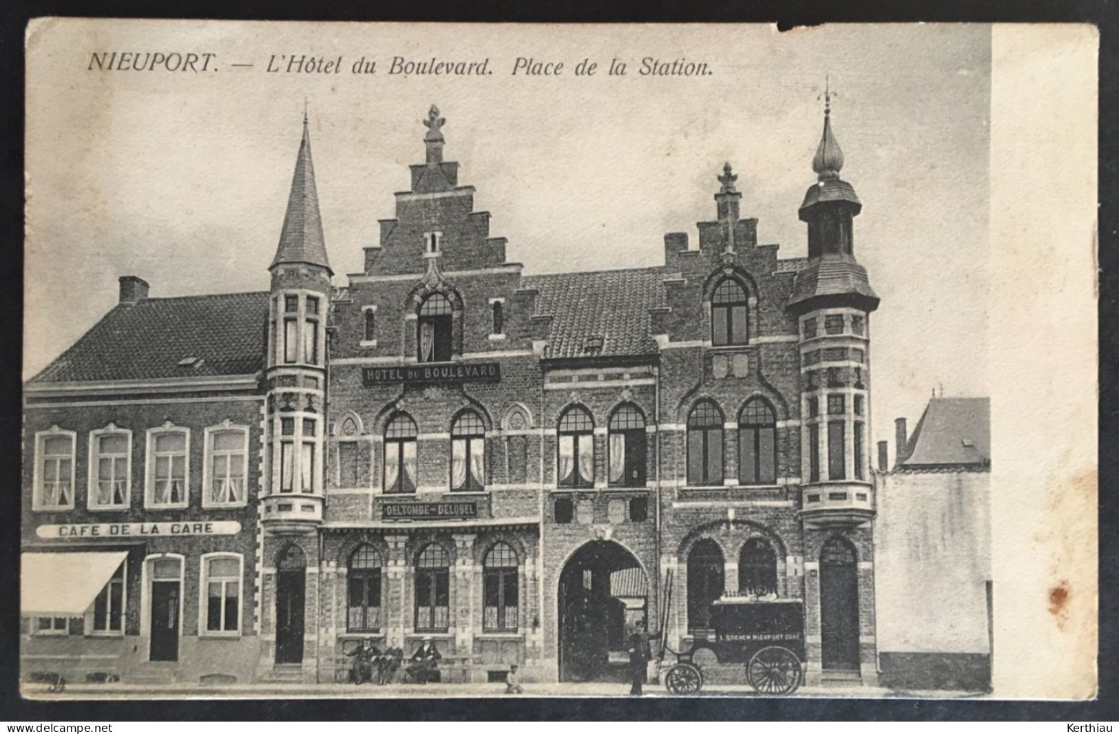 Nieuport - L'Hôtel Du Boulevard. Place De La Station. Animée, Circulée 1914 - Nieuwpoort