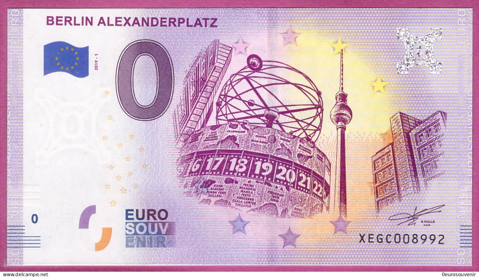 0-Euro XEGC 2019-1 /2 BERLIN ALEXANDERPLATZ - WELTZEITUHR R3.2 - Private Proofs / Unofficial