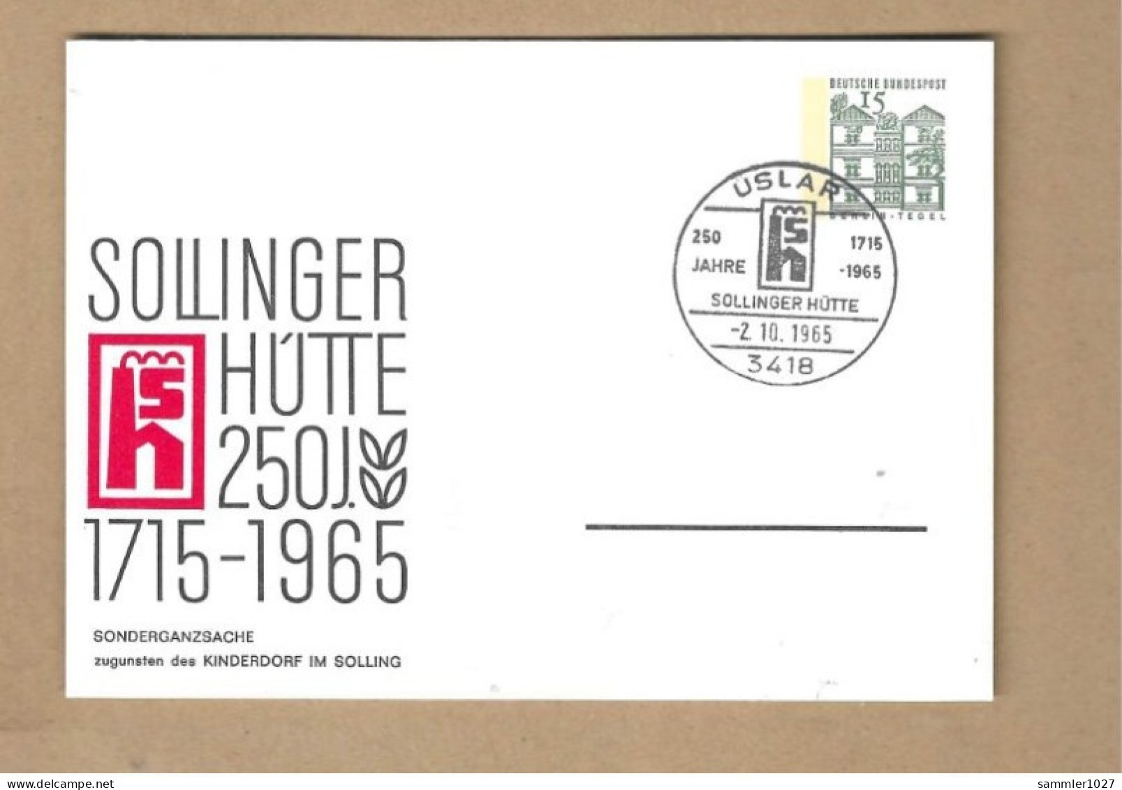 Los Vom 12.05  Ganzsache-Postkarte Aus Uslar  1965 - Briefe U. Dokumente
