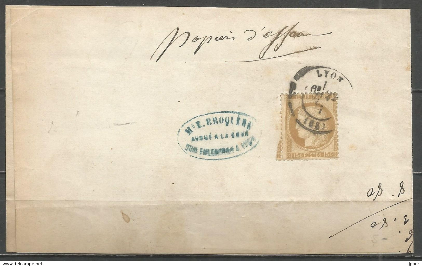 France - LYON - Càd Type 17 Sur Fragment Vers BOURGOIN (Isère) - Timbre N°55 - 1853-1860 Napoleon III