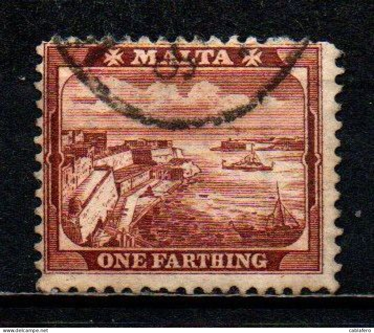 MALTA - 1899 - IL PORTO DI LA VALLETTA - FILIGRANA CORONA E CA - USATO - Malta (...-1964)
