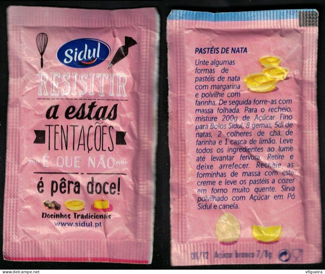 Portugal Sachet Sucre Sugar Bag Sidul Resistir A Estas Tentações é Que Não é Pêra Doce Pastéis De Nata - Sucres
