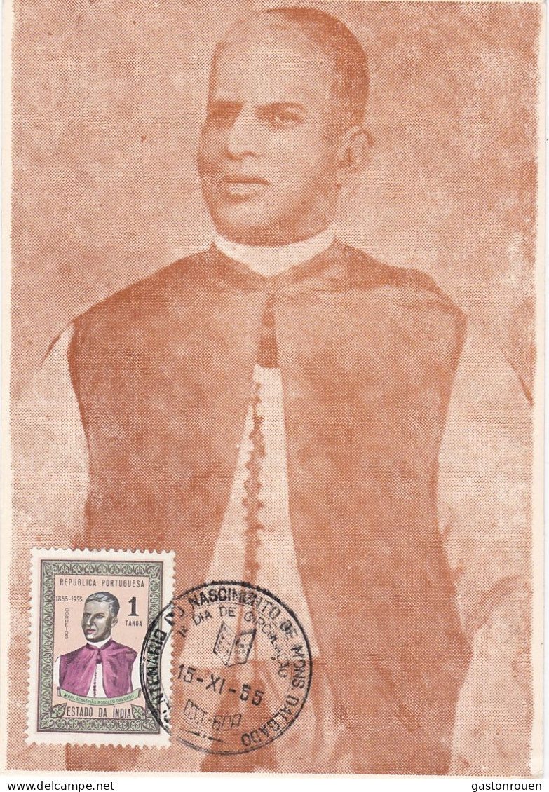 Carte Maximum Inde Portugaise Estado Da India 1955 Monsenhor Sebastio Rodolfo Dalgado - Portuguese India