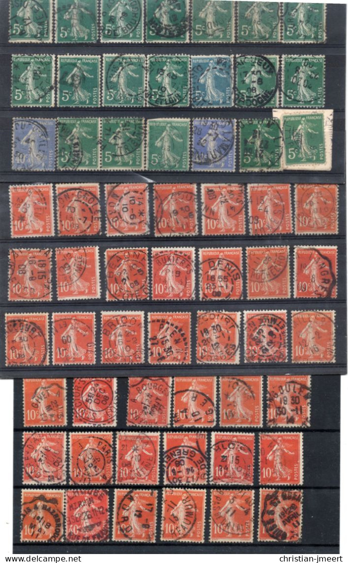 France Type Semeuse Camée Lot De 60 Timbres Pour Recherches - 1906-38 Semeuse Con Cameo