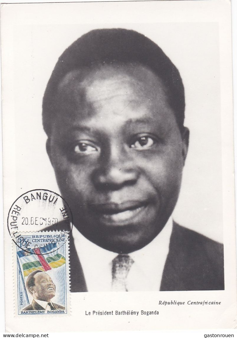 Carte Maximum République Centrafricaine 1960 Président Barthélémy Boganda - Centraal-Afrikaanse Republiek